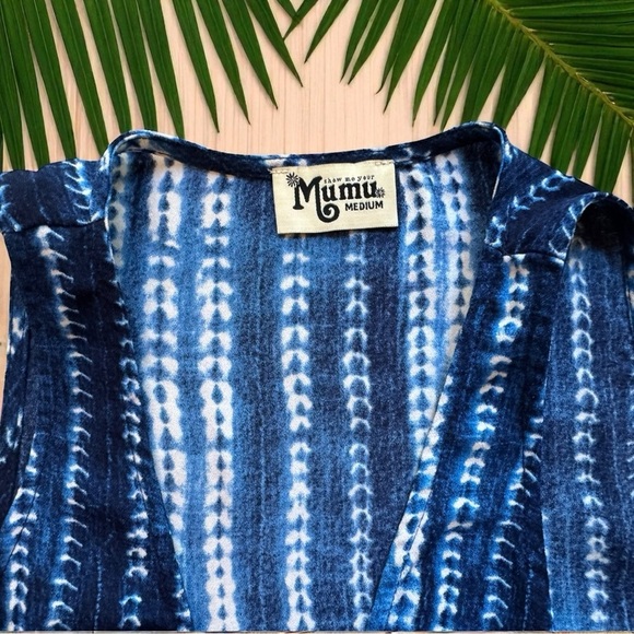 Show Me Your Mumu Blue Tie-Dye Lace Up Mini Dress - Size Medium - Picture 11 of 15